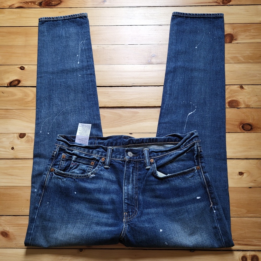 Levis 511 Jeans Mens 34x34 Slim Straight Blue Denim Distressed Punk Rock Cotton